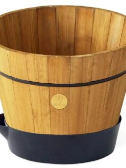 VegTrug® Build-a-Barrel Wooden Planter With Self-Watering Reservoir Tray, 18" -US Organic Seed Sales Store 8610253 01V tif
