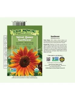 Velvet Queen Sunflower Organic Seeds -US Organic Seed Sales Store 8610362 01v