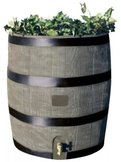 Round Rain Barrel With Planter, 35 Gallons -US Organic Seed Sales Store 8612856BK 08V tif
