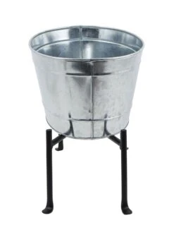 Achla Designs Mini Oval Galvanized Tub With Folding Stand -US Organic Seed Sales Store 8612906 05v